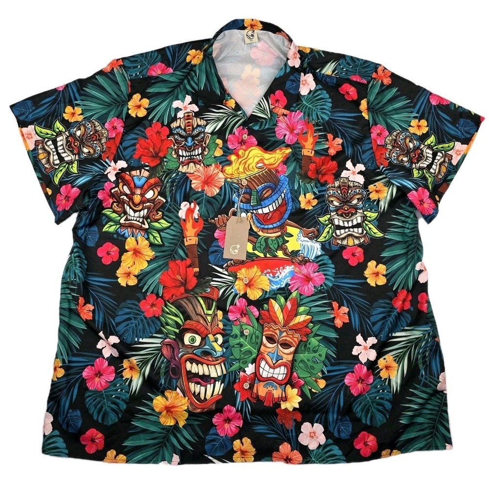 New Hardaddy Hawaiian Shirt Mens 4XL All Over Print Tiki Man Floral Luau Beach
